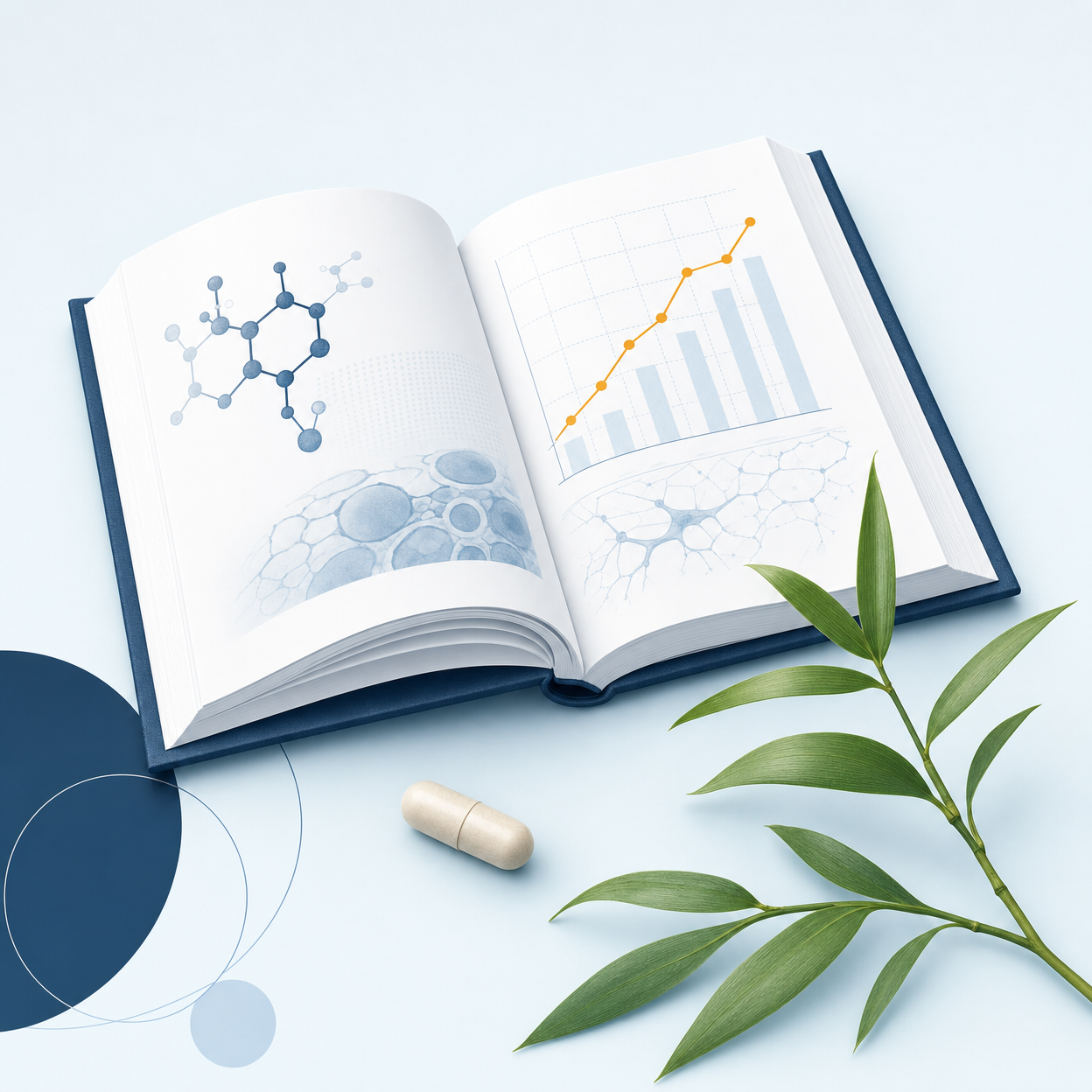 Clinical research journal with beauty nutrient diagrams