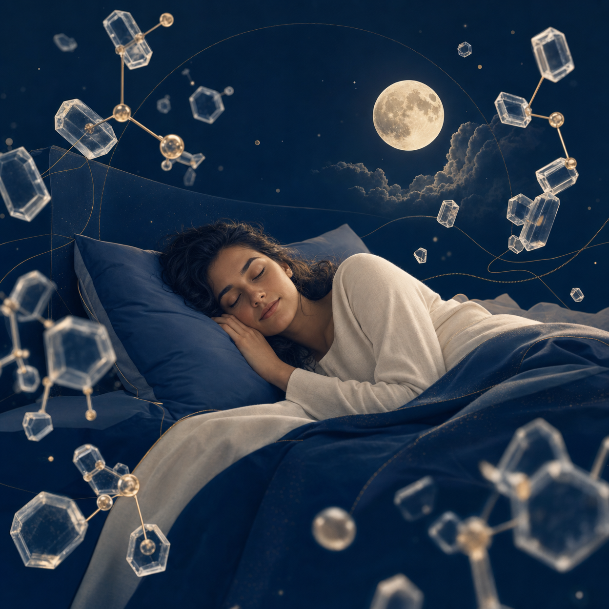 Peaceful sleep illustration with calming blue tones