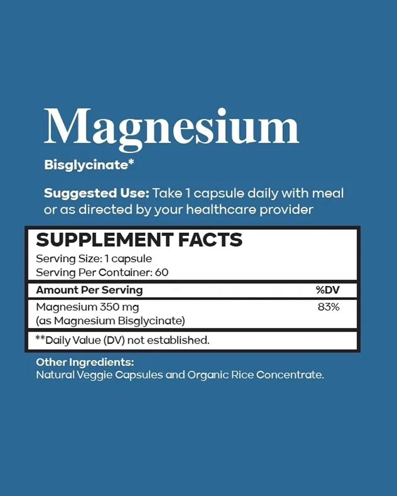 SaBio Therapeutics Magnesium Bisglycinate supplement facts label