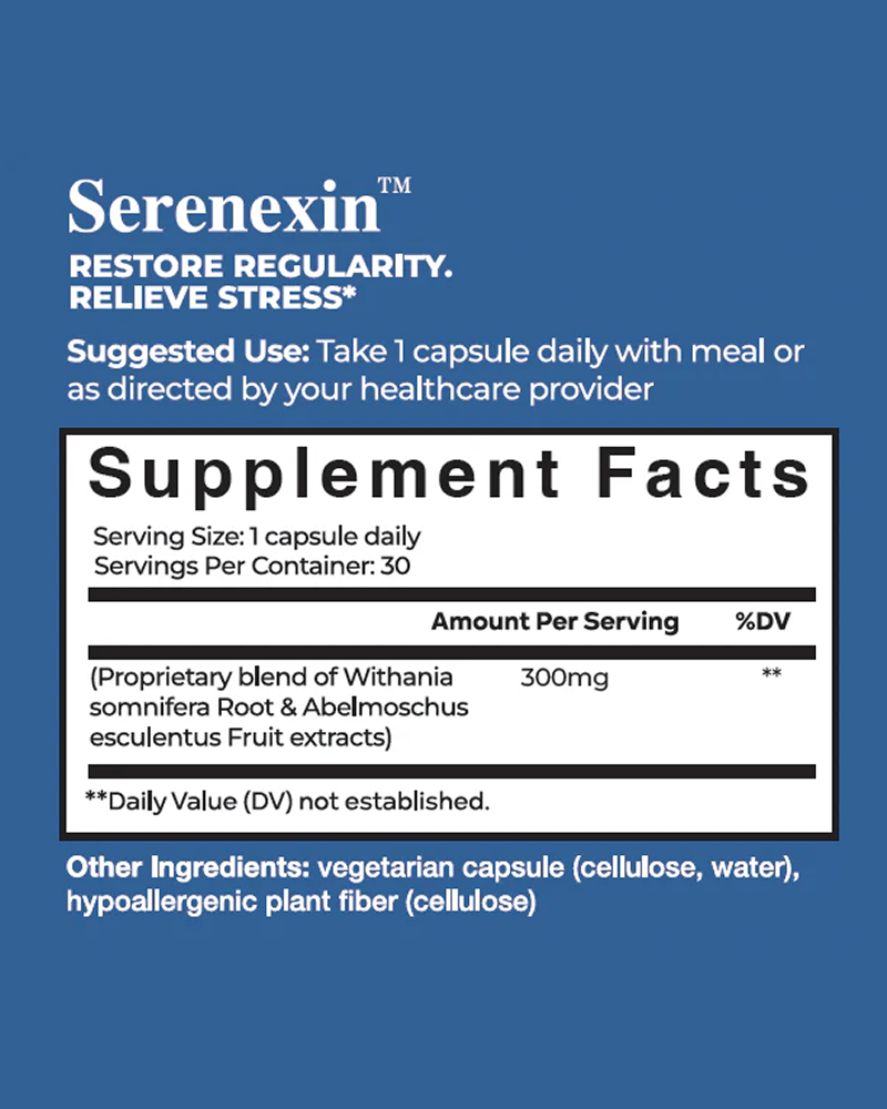 SaBio Therapeutics Serenexin supplement facts label